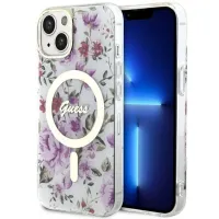 Etui Guess Flower MagSafe na iPhone 14 - przezroczyste