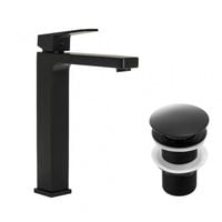Zestaw bateria umywalkowa stojąca i korek klik-klak czarny - Yoka