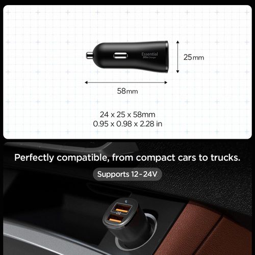 spigen essential ev302 2-port car charger 30w black na Arena.pl