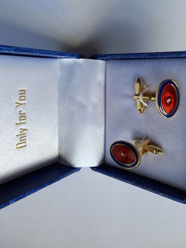 Ślubne weselne złote spinki do mankietów dla Pana Młodego ekskluzywne Etui na Arena.pl