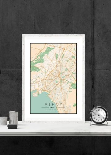 Ateny mapa kolorowa - plakat 60x80 cm na Arena.pl
