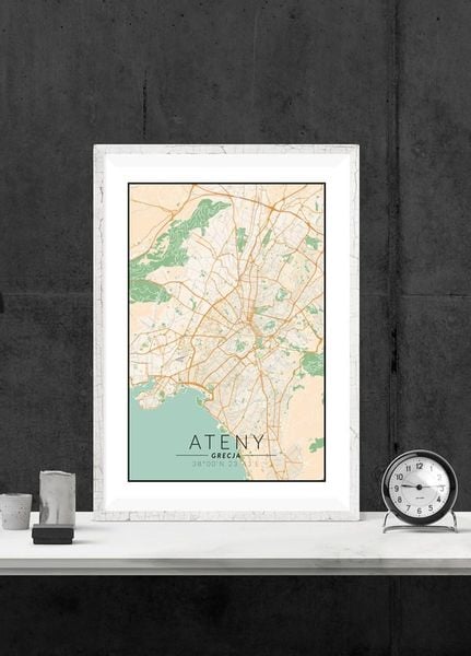 Ateny mapa kolorowa - plakat 60x80 cm zdjęcie 2