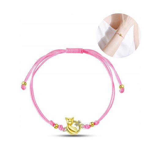 Srebrna bransoletka dla dziewczynki dzieci sznurkowa kotek srebro pozłacane na Arena.pl