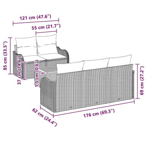 Zestaw Sof na Ogród 6 pcs Czarny i kremowy 55 x 55 x 37 cm na Arena.pl