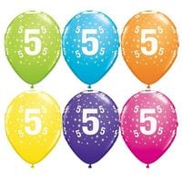 balon z nadrukiem cyfry"5", 11"/6 szt. urodziny