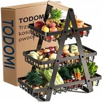 Koszyk TRZYPOZIOMOWY 3 piętrowy na owoce warzywa metalowy czarny Z