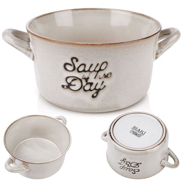 Miska Bulionówka Miseczka na Zupę Gulasz Płatki z Uszami Uchwytami 600 ml zdjęcie 1