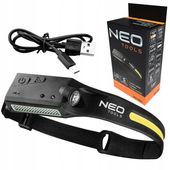 NEO LATARKA CZOŁOWA LED BELT 2W1 USB-C IPX4 350LM CZUJNIK RUCHU