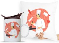 Zestaw Poduszka + Kubek Dla Kucharza Szefa Kuchni Z Nadrukiem Ze Zdjęciem