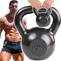 KETTLEBELL ODWAŻNIK DO ĆWICZEŃ KETTLE HANTLA HANTEL ŻELIWNY FITNESS 16KG