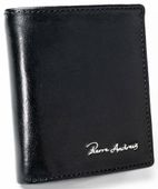 Pionowy portfel męski z gładkiej skóry naturalnej, ochrona rfid stop