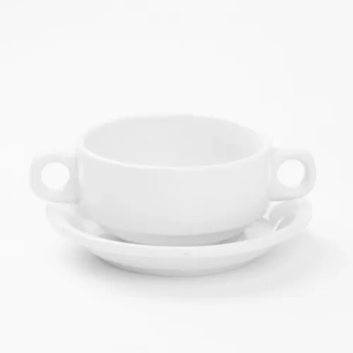 BULIONÓWKA PORCELANOWA ZE SPODKIEM I USZAMI 250 ML FLACZARKA DO ZUPY KREMU na Arena.pl