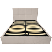 Łóżko tapicerowane 140x200 Quadro pojemnik stelaż wysoki zagłówek taupe