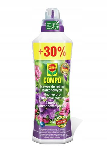 NAWÓZ DO ROŚLIN BALKONOWYCH PELARGONII SURFINII PETUNII PŁYNNY 1,3L COMPO na Arena.pl