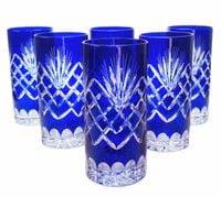 Kobaltowe kryształowe szklanki do wody i drinków 320 ml Ananas