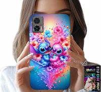 ETUI DO MOTOROLA EDGE 30 NEO - NIEBIESKI I RÓŻOWY SERCE KWIATKI