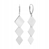 Srebrne kolczyki wiszące łączone romb romby gładkie pr925 + pudełko ozdobne
