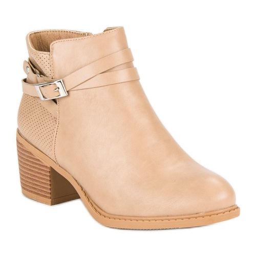 Beżowe botki na słupku r.40 na Arena.pl