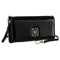 czarna, elegancka torebka 2w1 wykonana z lakierowanej skóry ekologicznej