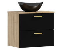 Szafka łazienkowa wisząca LUNA 60 czarny/dąb  z umywalką Eliza C (W5)