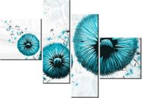 100 70CM OBRAZ 4 ELEM TURKUSOWE DMUCHAWCE DRUK PŁÓTNO RAMA