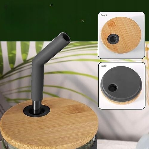 Kubek ze Słomką z Pokrywką Bambusową Szklany 950ml na Arena.pl