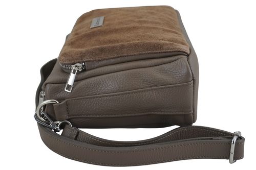 Codzienna torebka ze skóry naturalnej z zamszem - Beżowa ciemna na Arena.pl