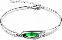 Srebrna elegancka bransoletka półbangle z kryształkami na prezent srebrzona