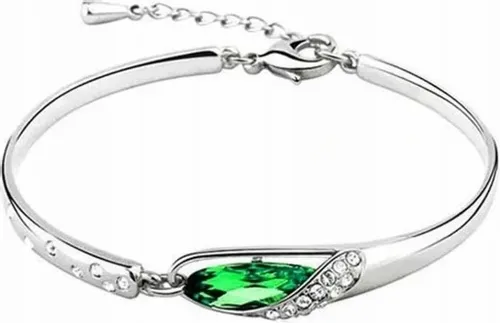 Srebrna elegancka bransoletka półbangle z kryształkami na prezent srebrzona na Arena.pl