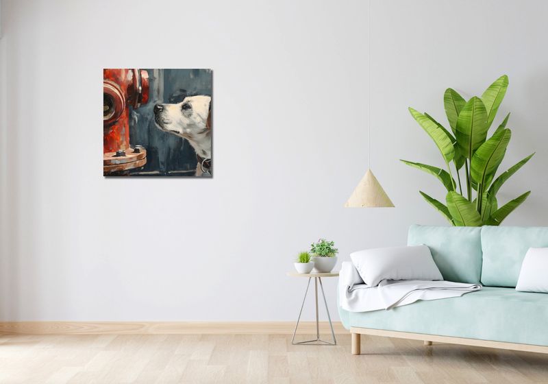 Obraz 60x60cm Kumpel przy Hydrancie zdjęcie 2