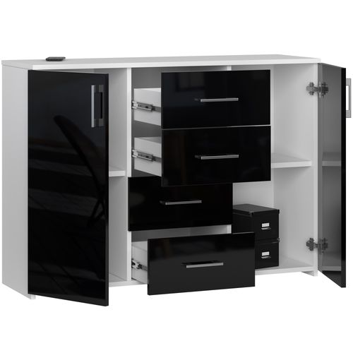 KOMODA K 45 110 cm BIAŁA / CZARNY POŁYSK na Arena.pl