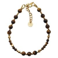 Bransoletka - Tygrysie Oko fasetowane kulki i srebro złocone