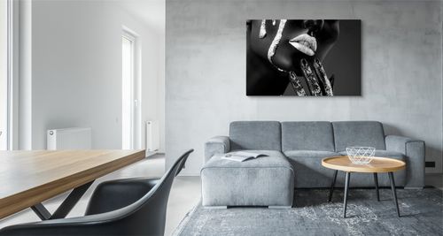 Obraz Na Płótnie KOBIETA Srebrny Make Up 100cm x 70cm na Arena.pl