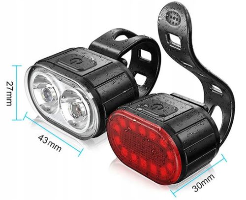 ZESTAW LAMPEK ROWEROWYCH LAMPKI DO ROWERU LAMPKA PRZÓD I TYŁ USB KOMPLET na Arena.pl