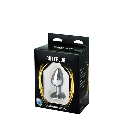 silver medium butt plug with blue diamond na Arena.pl