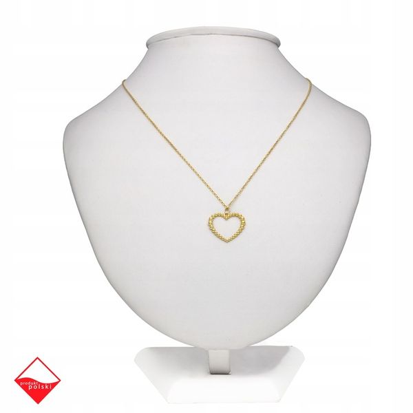 NASZYJNIK SREBRNY POZŁACANY Z MAŁYM SERCEM zdjęcie 3