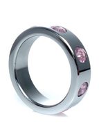 pierścień metal cock ring with rose diamonds large