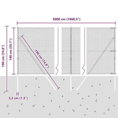 Ogrodzenie z słupkami Srebrny 1.4 x 50 m Stal na Arena.pl
