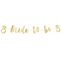 Baner napis Bride to Be na Wieczór Panieński pierścionki złoty, 150 cm