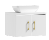 Szafka łazienkowa wisząca MARKUS 50 biała/GOLD z umywalką Lara (GOLD)