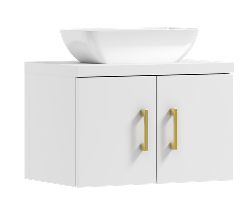 Szafka łazienkowa wisząca MARKUS 50 biała/GOLD z umywalką Lara (GOLD) na Arena.pl