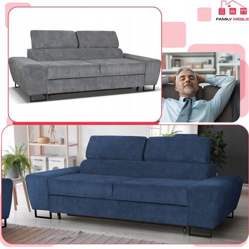 Sofa kanapa Savio salon Family meble szary sztruks reg zagłówek na Arena.pl