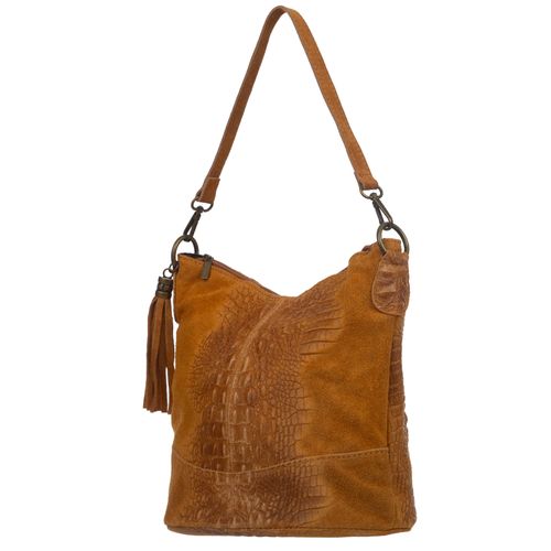 VERA PELLE torebka zamszowa listonoszka z frędzelkiem V479 c.jeansowa na Arena.pl