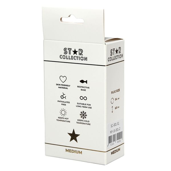 Star Collection - Silver Metal Anal Plug M - Clear Stone zdjęcie 2