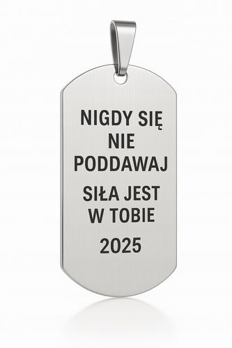 Srebrny łańcuszek męski nieśmiertelnik stal chirurgiczna 316L grawer na Arena.pl