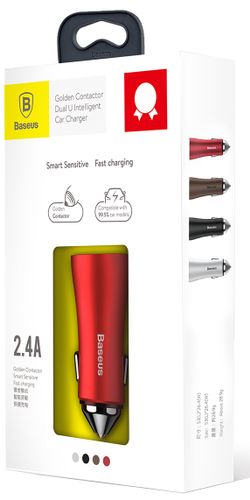 Ładowarka Samochodowa 2xUSB Baseus FastCharge 2.4A czerwony na Arena.pl