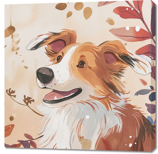 Obraz 90x90cm Collie Jesienną Porą zdjęcie 1