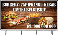 BANER REKLAMOWY 130x80cm duży wybór różne wzory BURGERY ZAPIEKANKI KEBAB