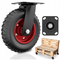 KÓŁKO OBROTOWE DO WÓZKA 200 mm DO 235 KG KOŁO JEZDNE GUMOWE BEZDĘTKOWE