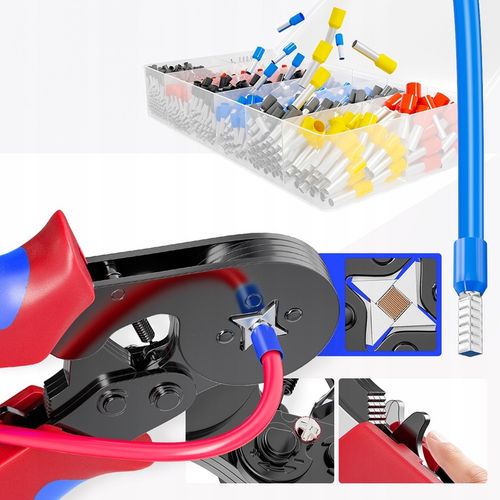 MOCNA Zaciskarka Praska do KONEKTORÓW Końcówek Kabli PRZEWODÓW +500 Tulejek na Arena.pl